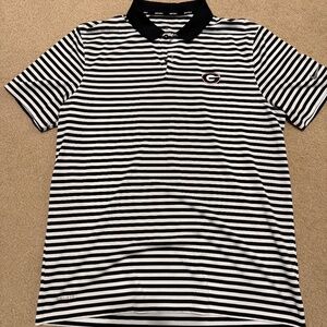 Men’s Nike Georgia UGA Bulldogs Football Golf Dri-Fit Polo Black White Striped